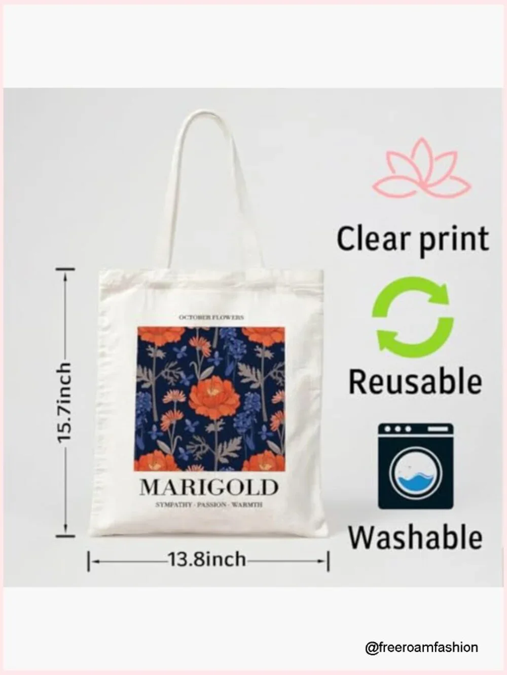 Large Canvas Tote Bag Reusable Shoulder Bag for Travel Work Storage